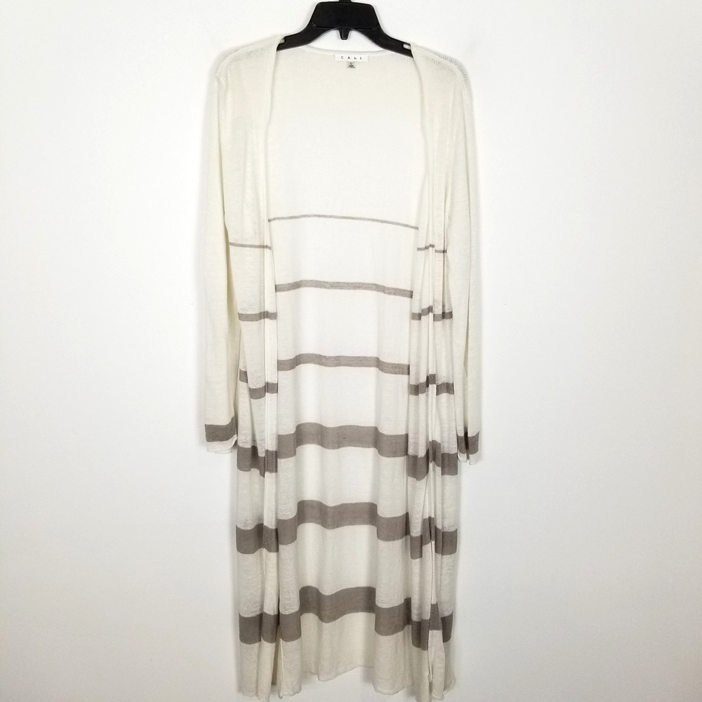 Cabi Women Linen  Bon Voyage Riviera Duster Cardigan Sz L Open Lightweight Boho‎